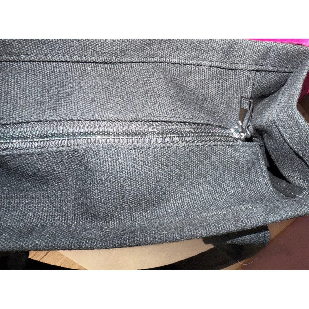 IGK Hair Black‎ Canvas Tote Bag Hot Pink Adjustable Crossbody Strap Zippered